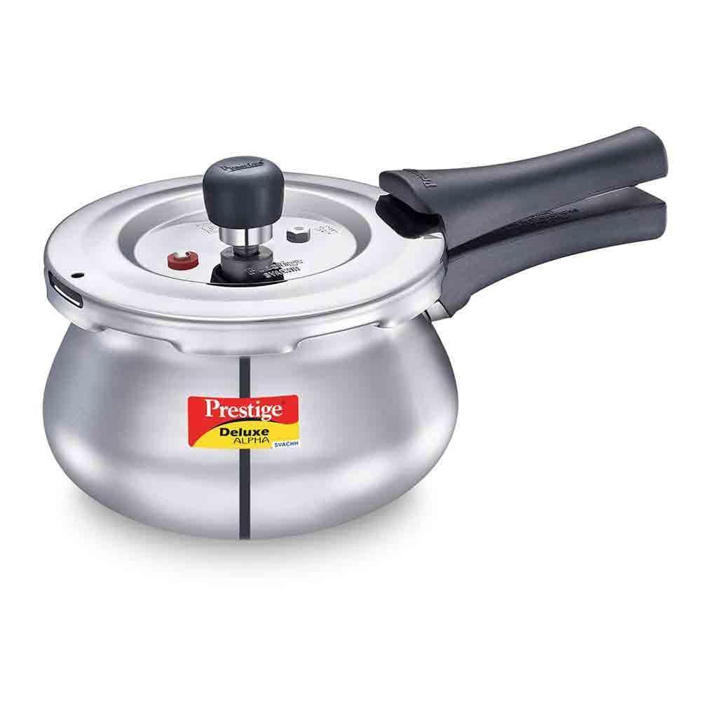 Prestige Deluxe Alpha Svachh Litres Stainless Steel Pressure Cooker With  Dip Lid, Induction Bottom (Silver)