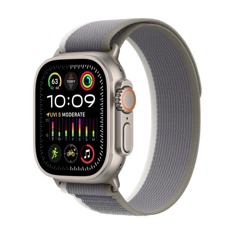Apple Watch Ultra 2-Small/Medium (Band fits 130–180mm wrists)Titanium Smart  Watch (Green/Grey) with Health Tracker (49 mm Dial Size, IP6X Water
