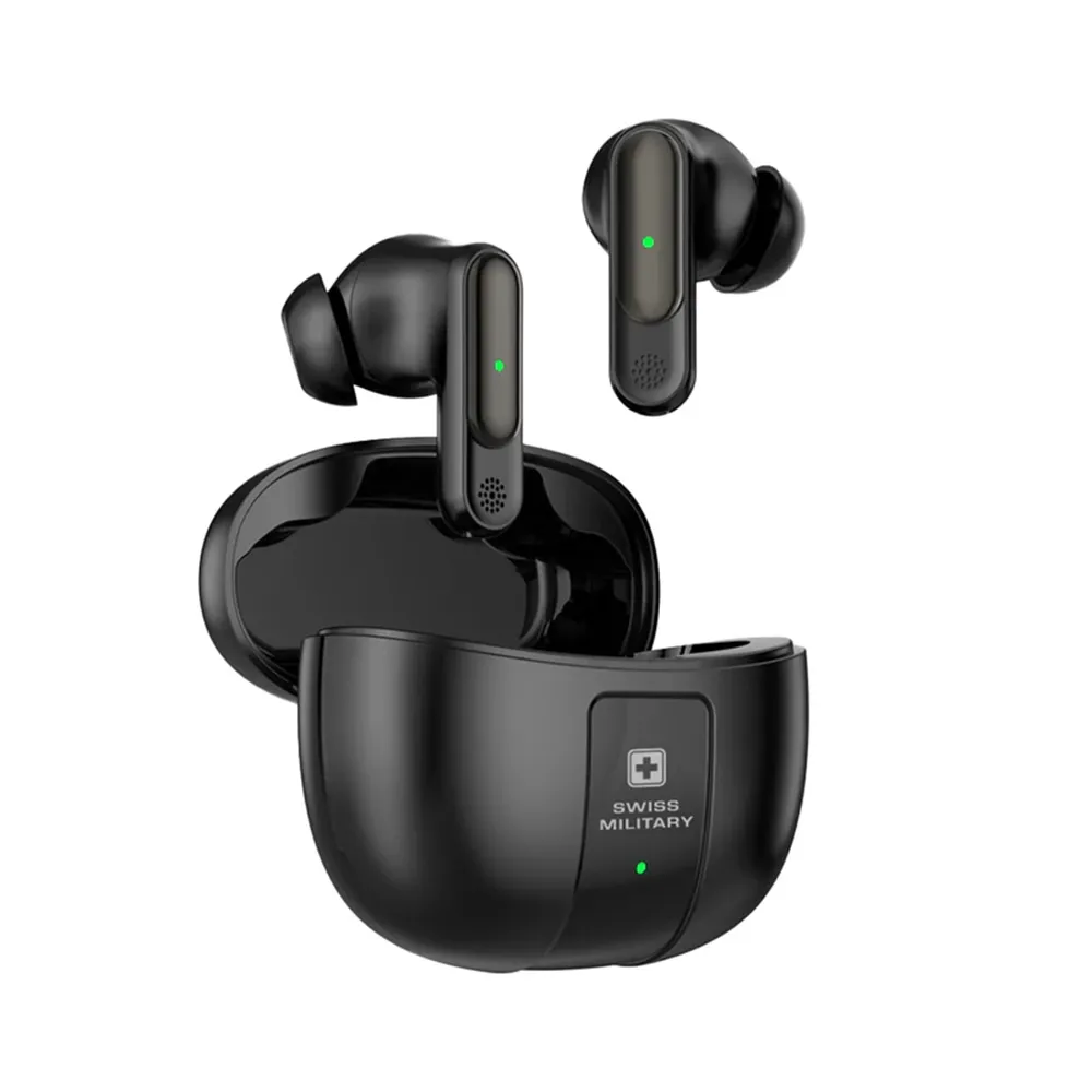 Swiss Military Zeus Earbuds (Upto 40 Hour Playtime, Black)