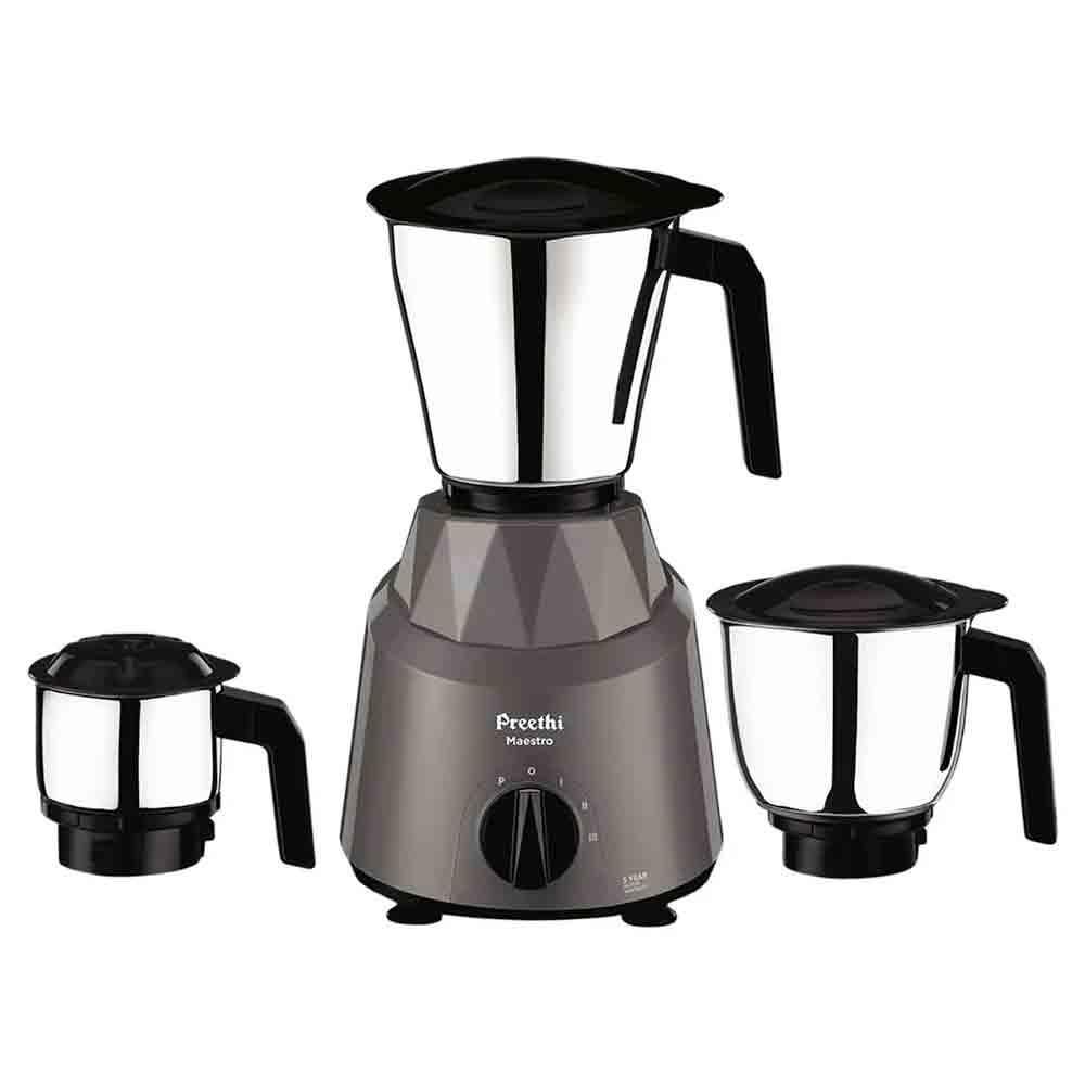 Preethi Maestro, 750 Watts Mixer Grinder (3 Jars, Grey)