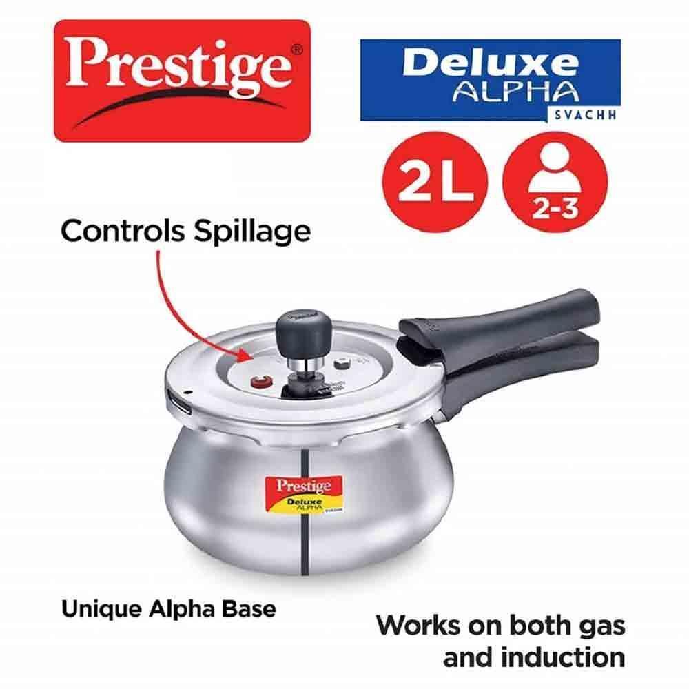 Prestige Deluxe Alpha Svachh 2L Pressure Cooker Stainless Steel - Main Image