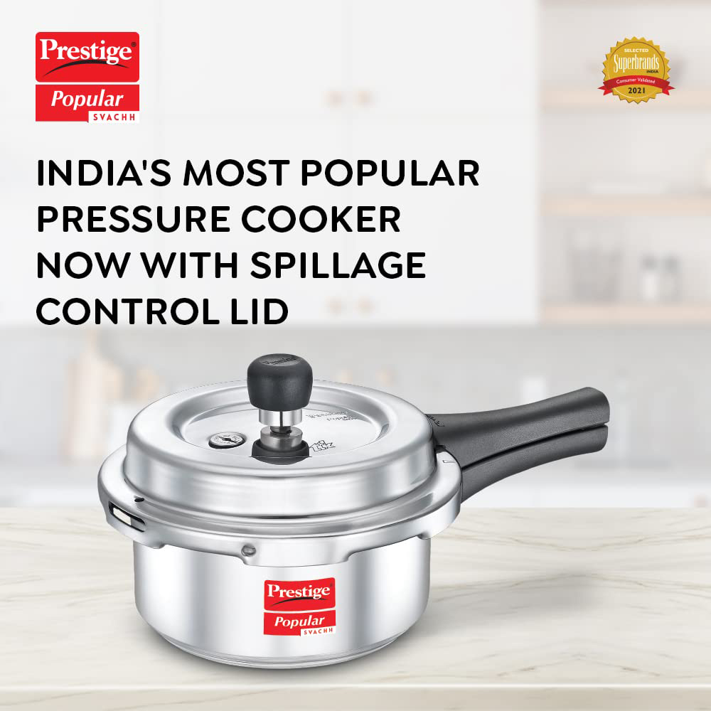 Prestige Popular Svachh L Pressure Cooker With Aluminium Outer Lid  (Silver)