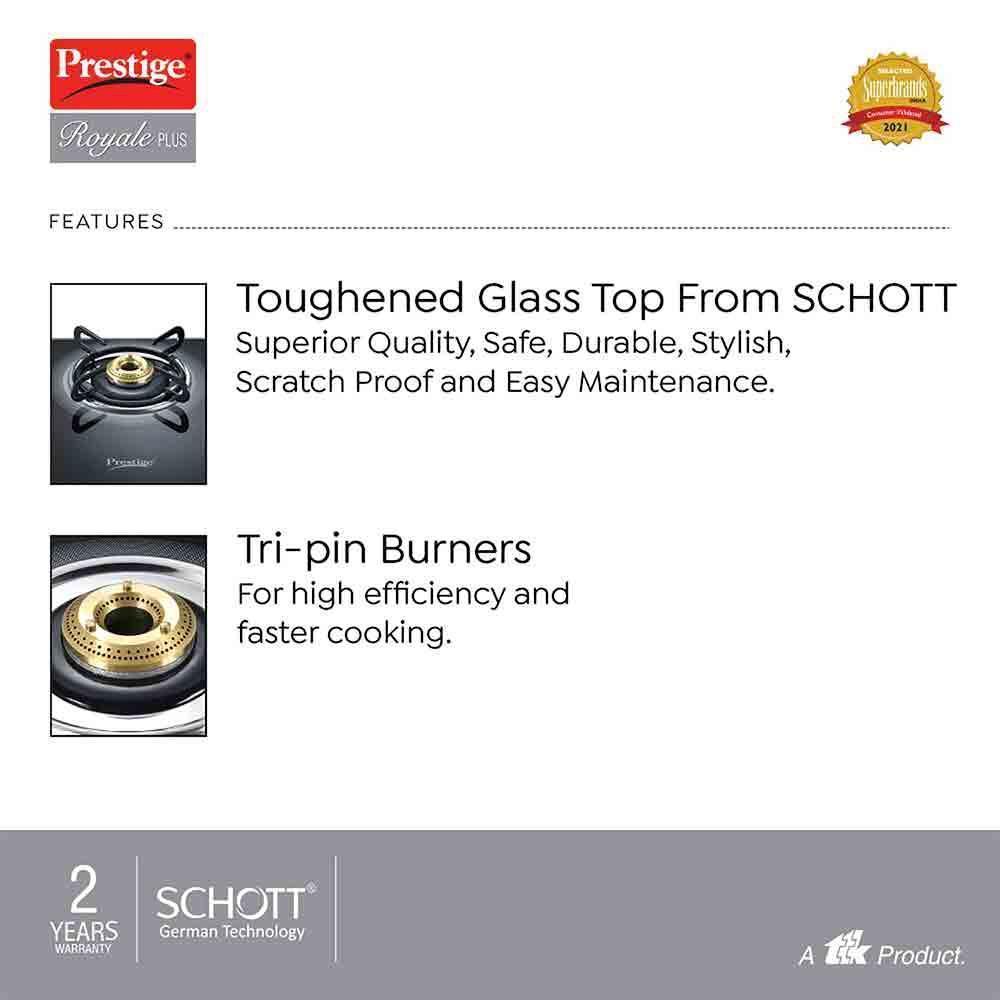 Buy Prestige 40513 3 Brass Burner Manual Gas Stove (Black