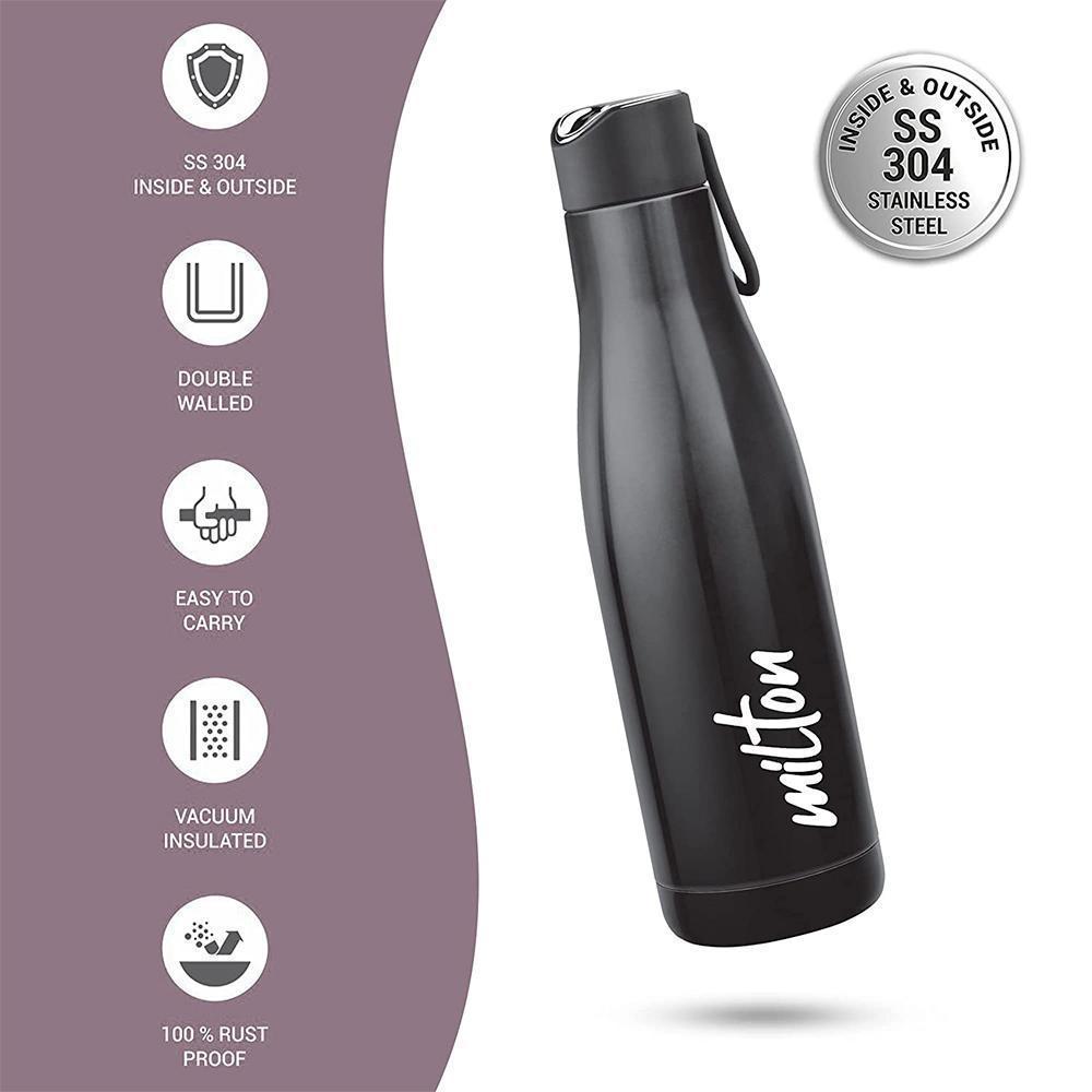 Milton Fame 1000 Thermosteel Vacuum Insulated Stainless Steel 24 Hours Hot  and Cold Water Bottle (1000 ml, Assorted Colour)