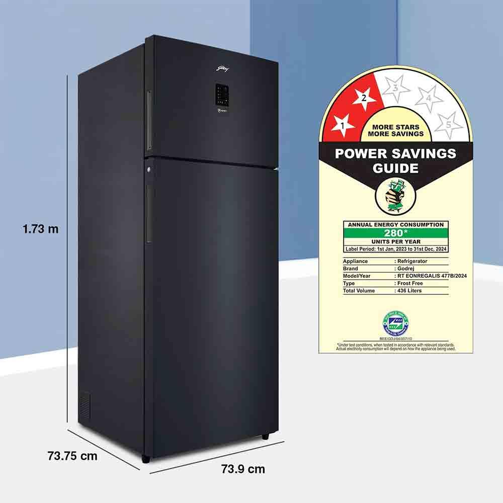 Buy Godrej 436L Double Door Refrigerator Matte Black – Pai