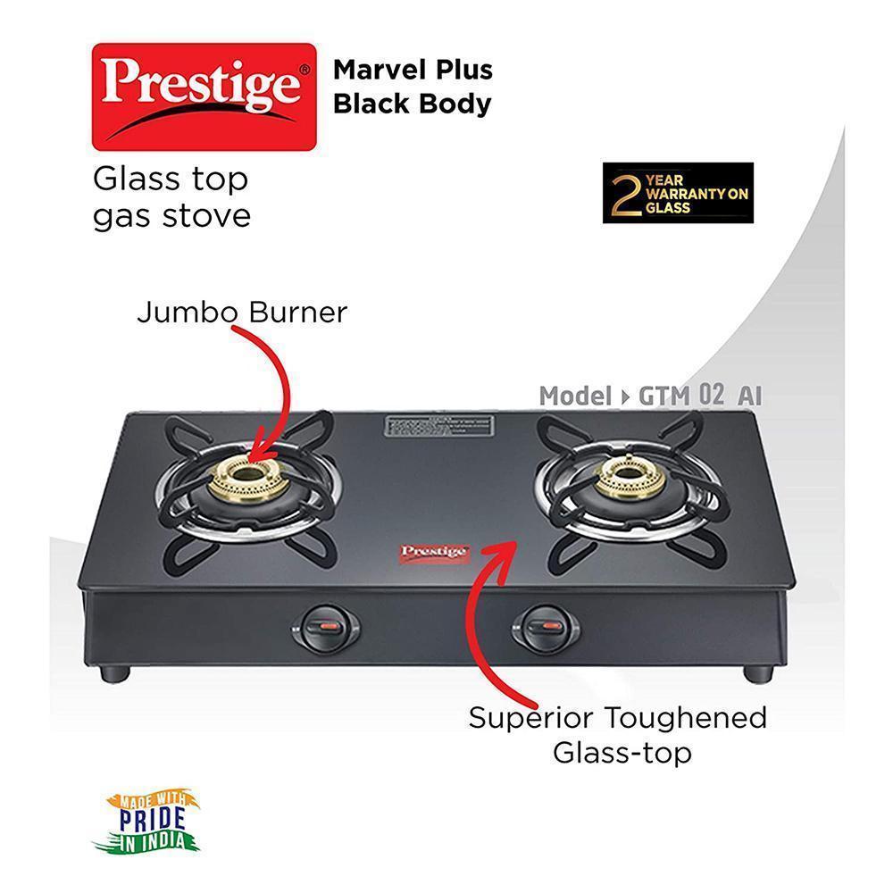 Prestige Marvel Plus GTM 02 2 Brass Burner Gas Stove - Compact