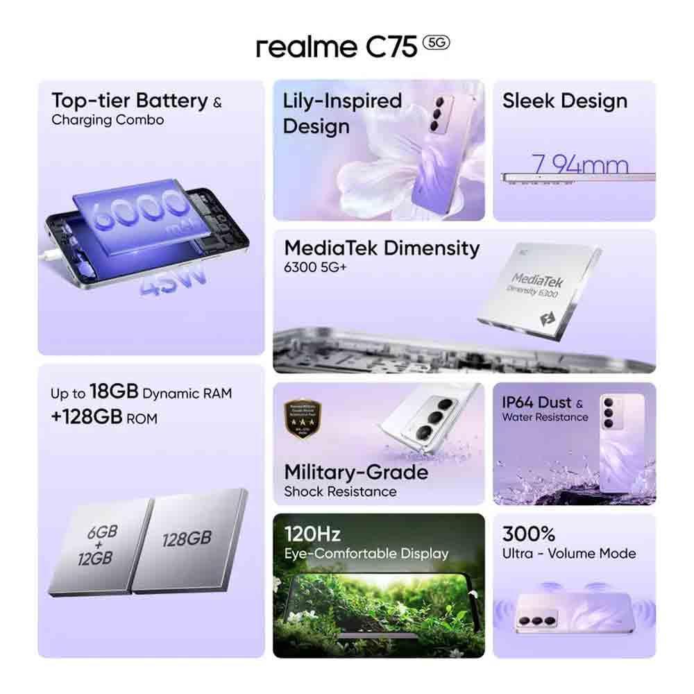 Buy Realme C75 5G Smartphone – Long Battery, 32MP Camera – Pai