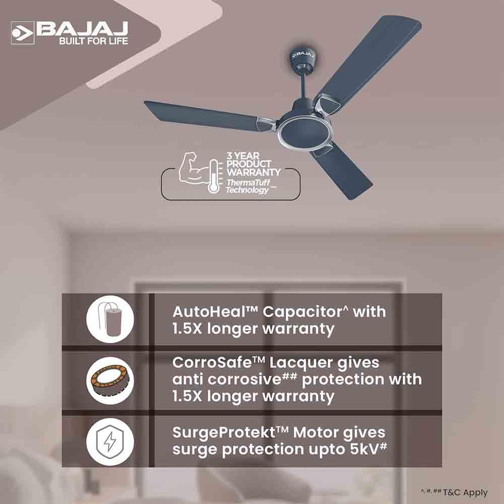 Bajaj Crescent 12S1 Blades 1200 mm High Velocity Ceiling Fan (Marathan  Blue Chrome)