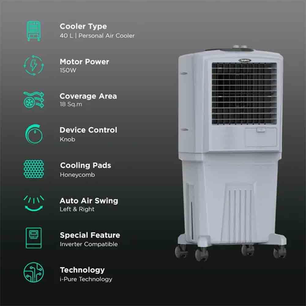 Symphony HiFlo 40 Litres Room Air Cooler With i Pure Technology (Cool Flow  Dispenser, Light Grey)
