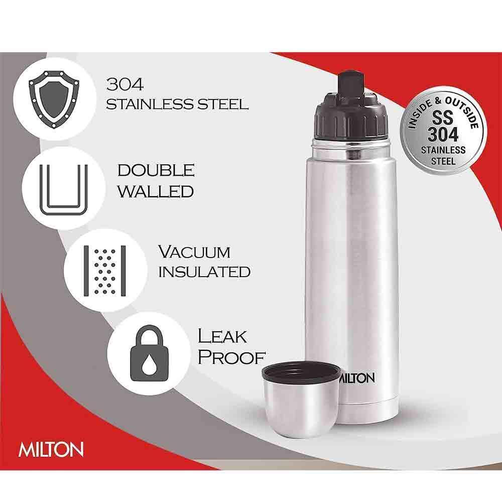 Milton Flip Lid 350 Thermosteel 24 Hours Hot and Cold Water Bottle with  Bag, Piece, 350 ml, Silver
