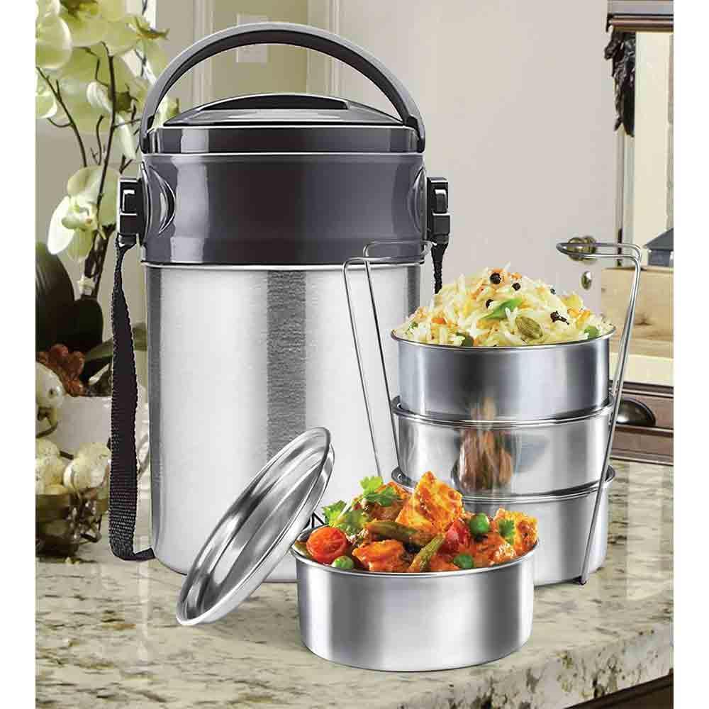 MILTON Steel On Thermosteel Tiffin Lunch Box Stylish Durable