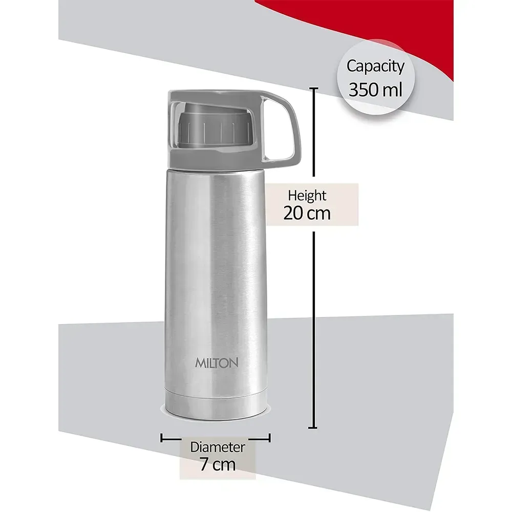 Milton Glassy 350 Thermosteel Bottle – 24H Hot Cold FAQs Pai