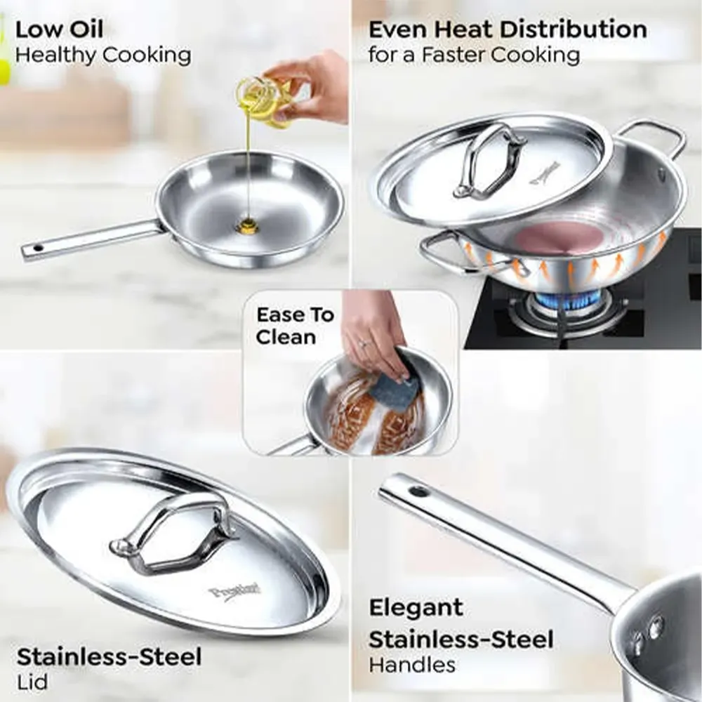 Set Di Pentole Prestige In Acciaio Inox 3 Pezzi - Con Rivestimento Antiaderante, Coperchio In Vetro, Maniglie Stay-cool, Adatte A Tutti I Piani Cottura