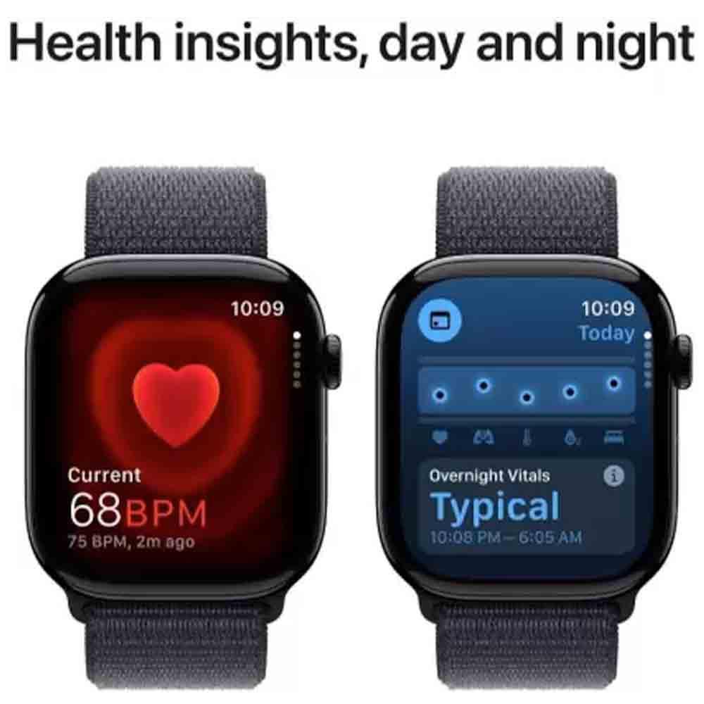 Apple MWY53HN/A Smart Watch (Ink) (46 mm Dial Size, Built in Mic,Electrical  heart sensor, Third‑generation optical heart sensor)