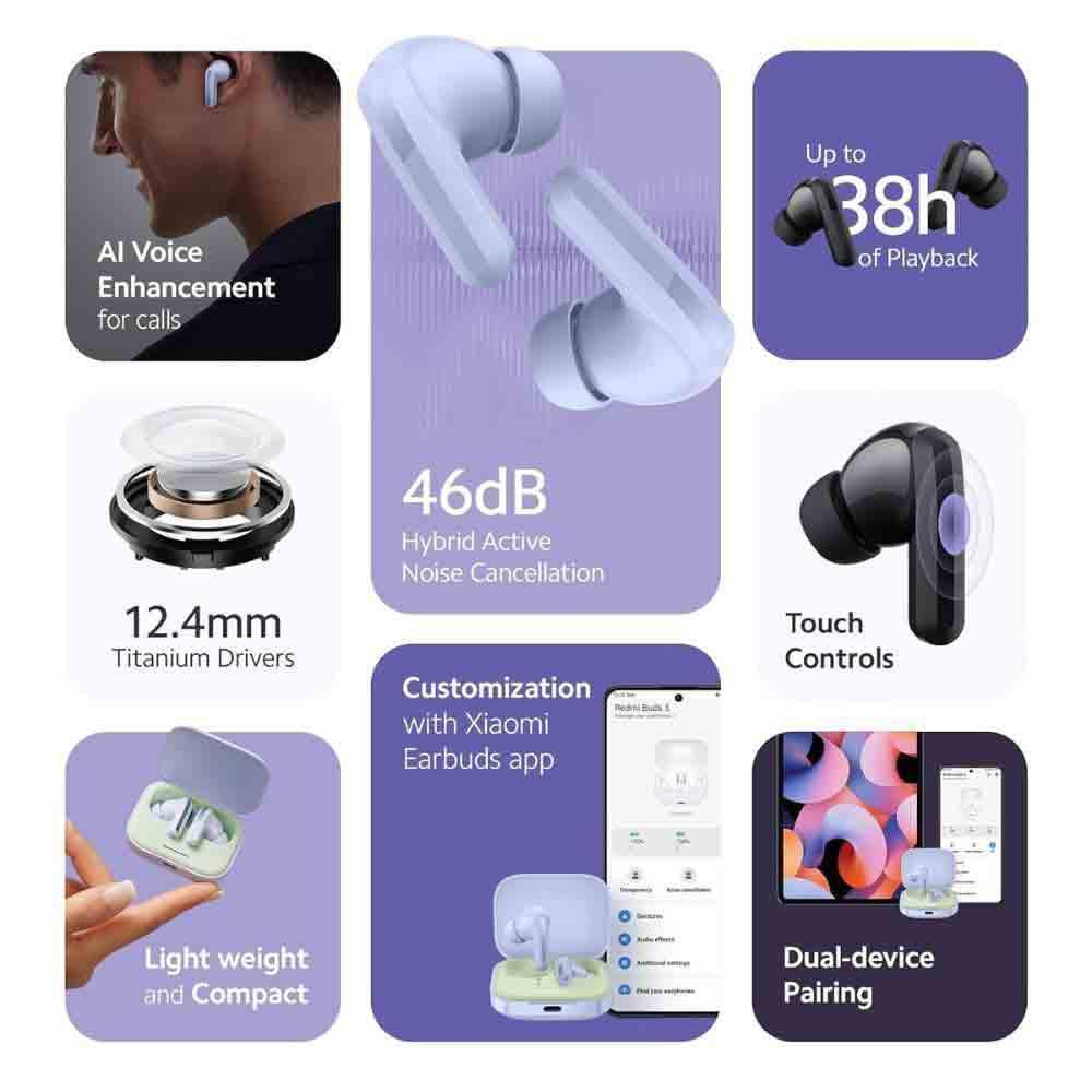 Redmi Buds TWS Earbuds: Hybrid ANC, 38H Battery Pai International