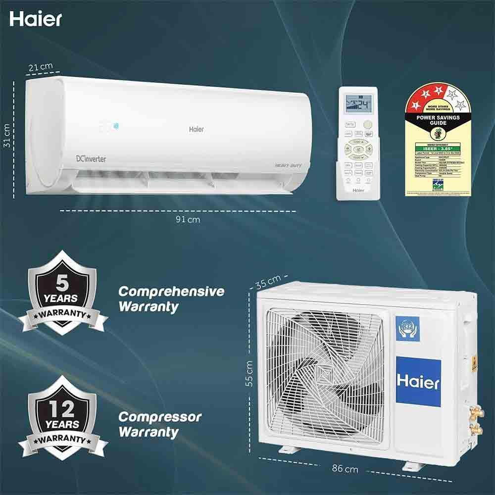 Haier Convertible Ton Star Inverter Split AC With Rotary Compressor,  Copper Condenser (HSU50K-PYFW3BN-INV)