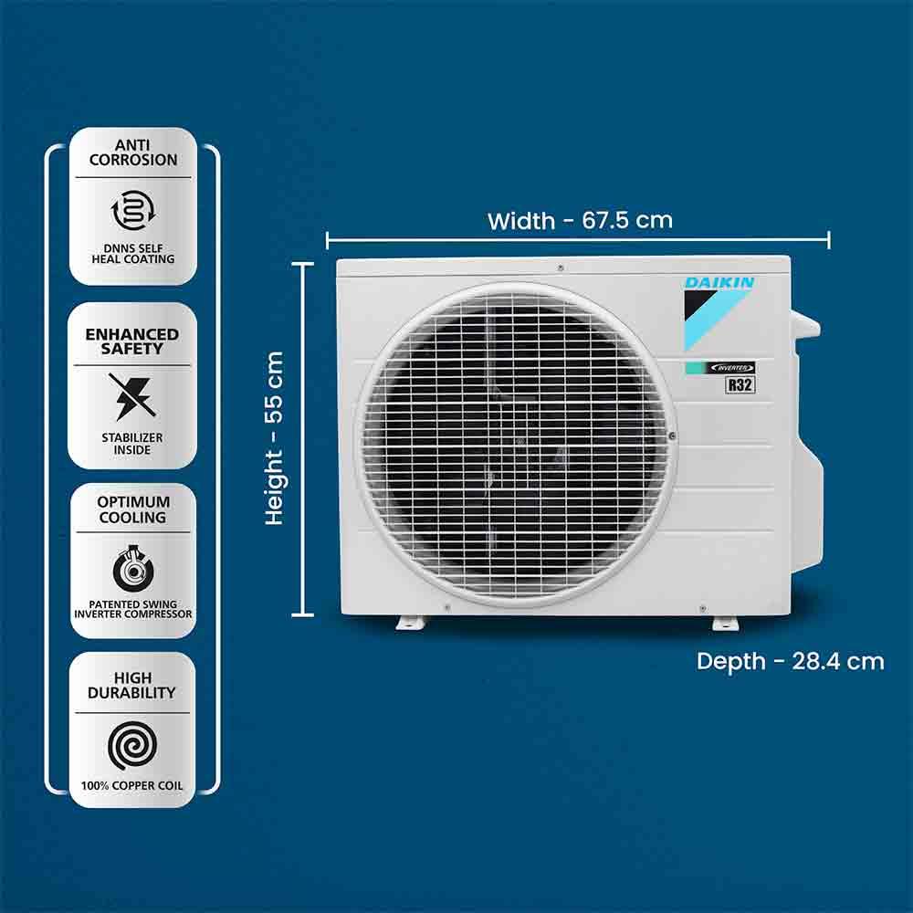 Daikin Ton Star Inverter Split AC with 3D Airflow (FTKM35U, White)