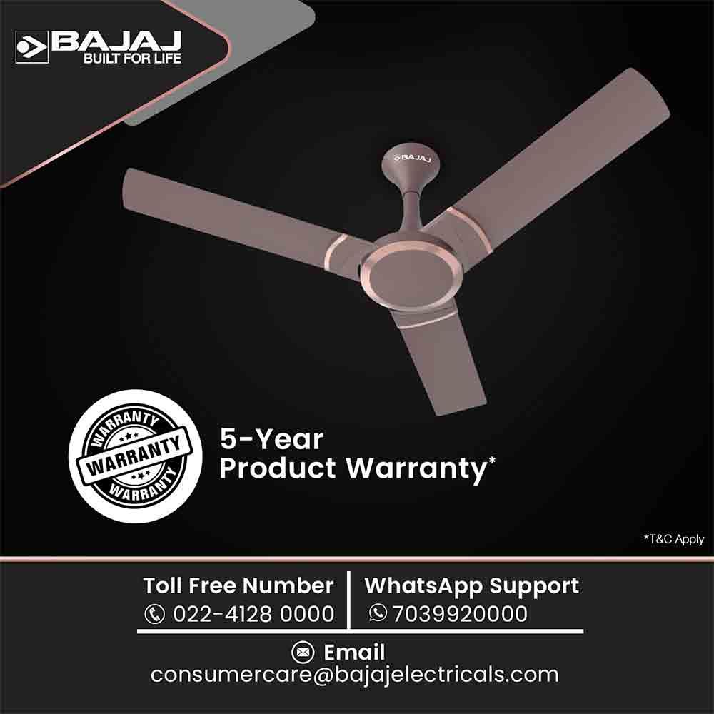 Bajaj Stylo 12S2 Blades 1200 mm Anti Dust Ceiling Fan (Dark Walnut)