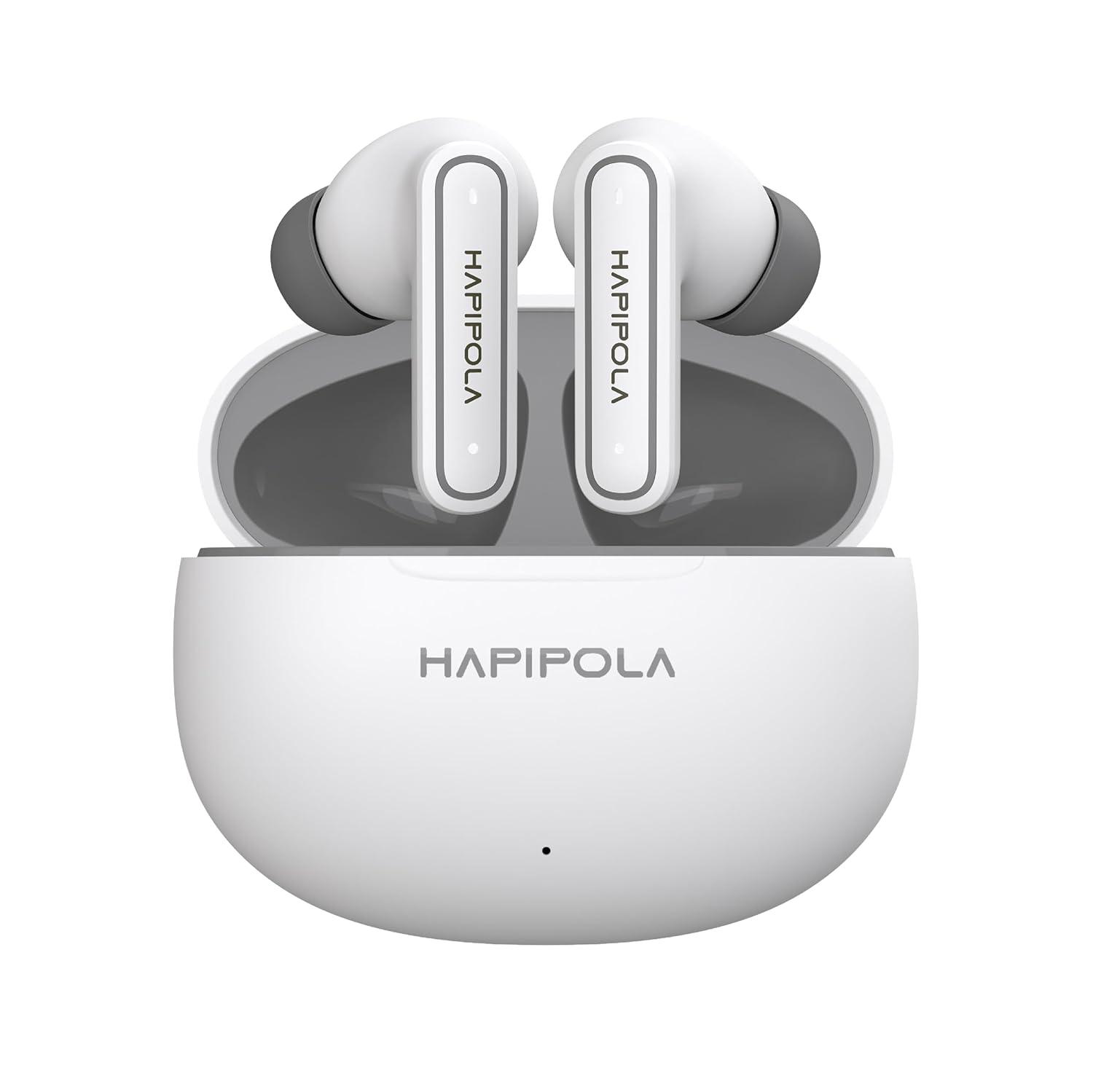 Hapipola ANC Killer Pro True Wireless Stereo Earbuds(Active Noise  Cancellation, 40+ Hours Playtime, Touch Controls, White)