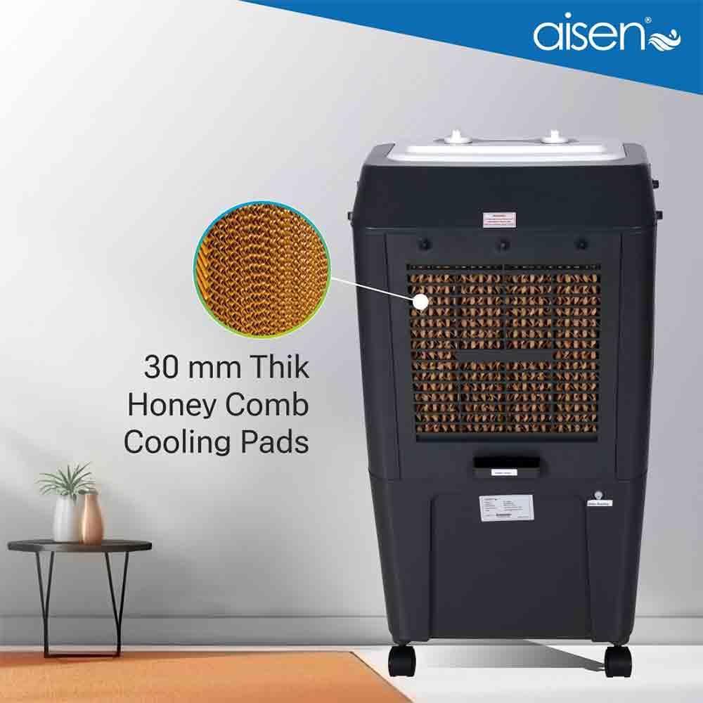 AISEN A50DMH480 ATOM 50 Litres Desert Air Cooler with Side Honeycomb Pads  Multi Directional Castor Wheels (Grey)
