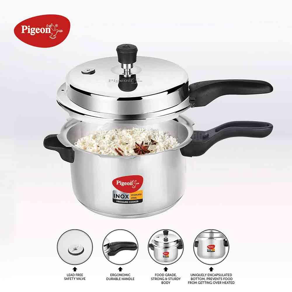 Buy Pigeon Inox Litre Stainless Steel Pressure Cooker with Outer
