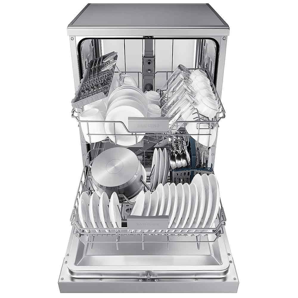 Samsung DW60M6043FS 13 Place Settings Freestanding Diswashers With Hot  Water Wash(Silver)