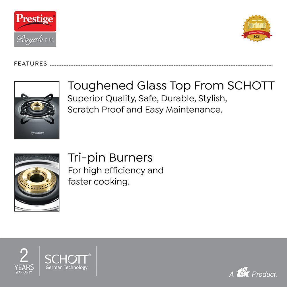 洋楽 prestige Prestige Royale Plus GT02 2 Brass Burner Gas Stove - Elevate Your