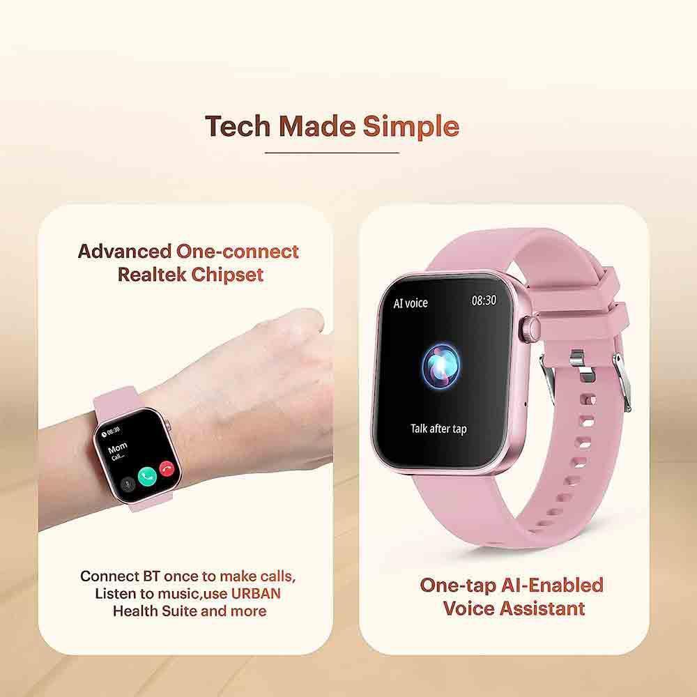 Urban Nexus M Smart Watch (Rose Gold) Inch Dial Size, HR BP  Monitoring, sleep monitoring)