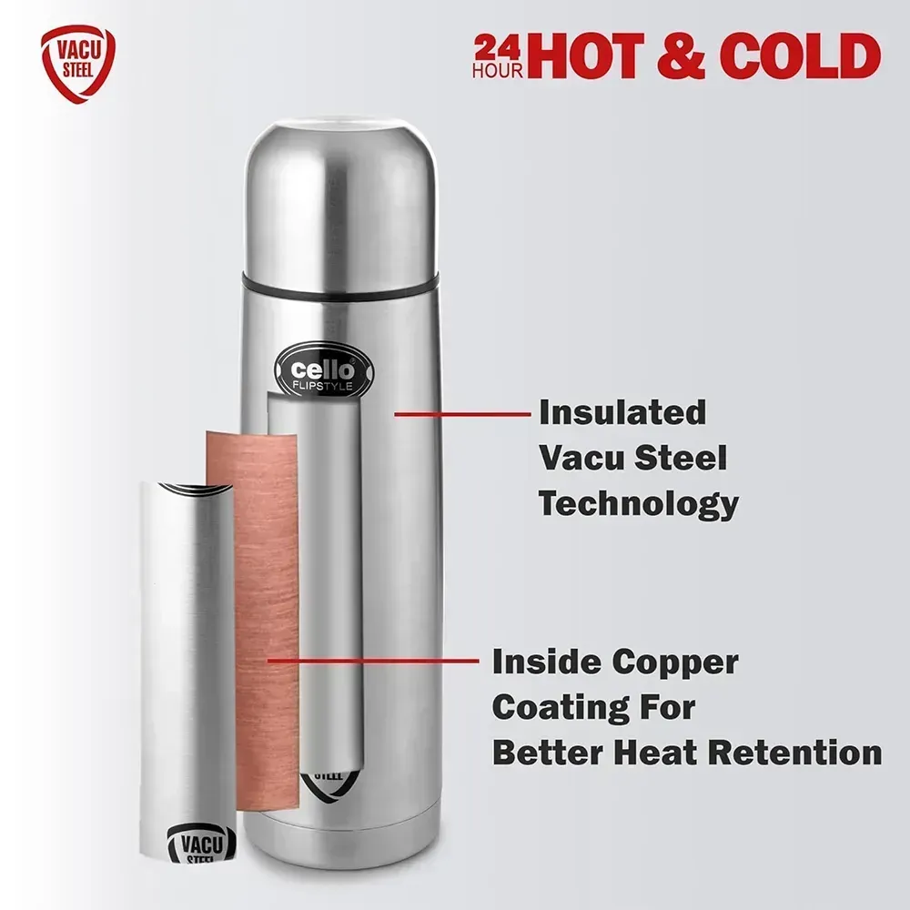 Buy Cello Flip Style 1000 ml Flask Silver – Pai International