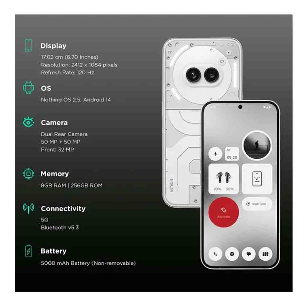 Buy Nothing Phone 2A 5G (8GB/256GB, White) - Stylish & Fast - Pai