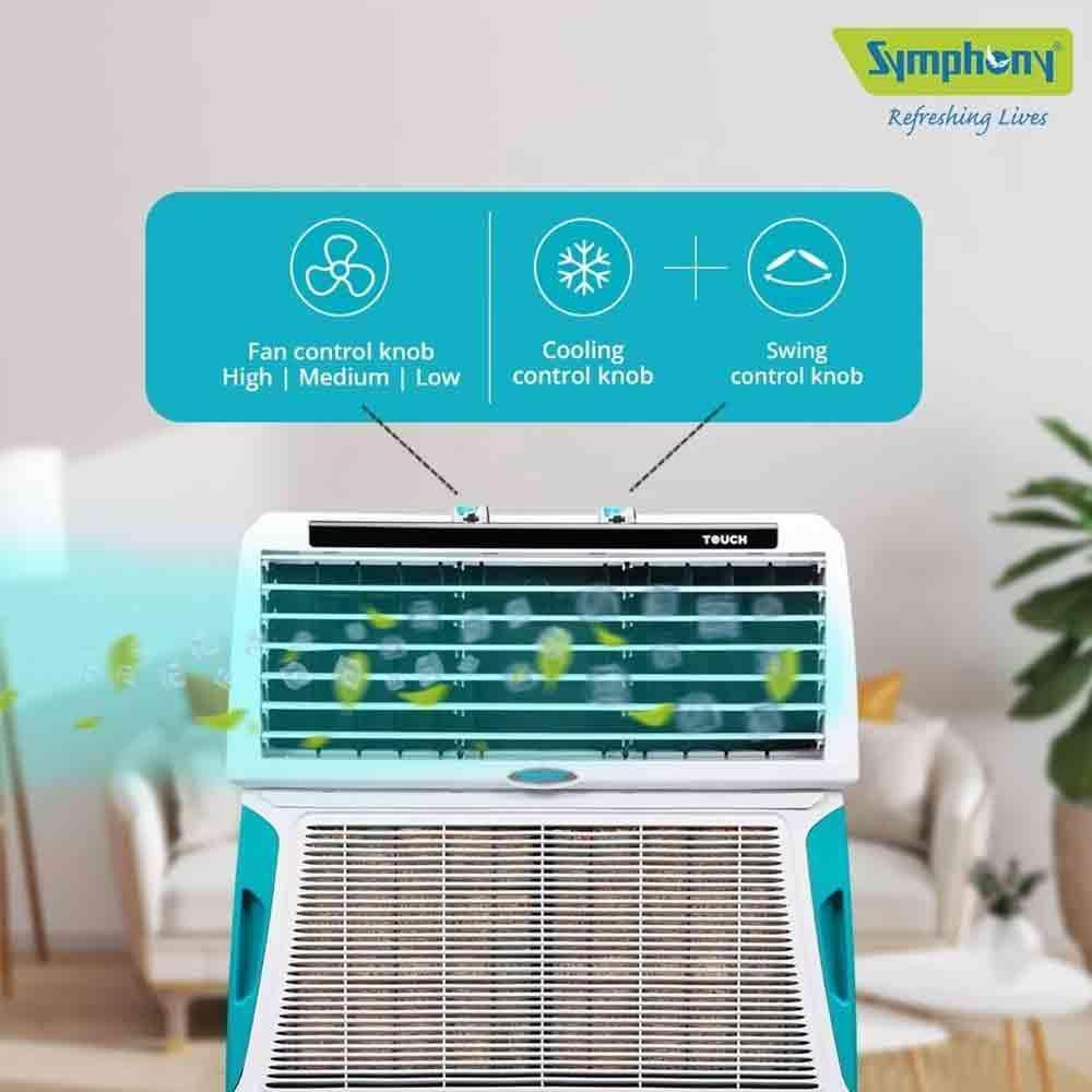 Symphony Touch 55 55 Litres Desert Air cooler(Aspen Cooling Pad Technology,  White)