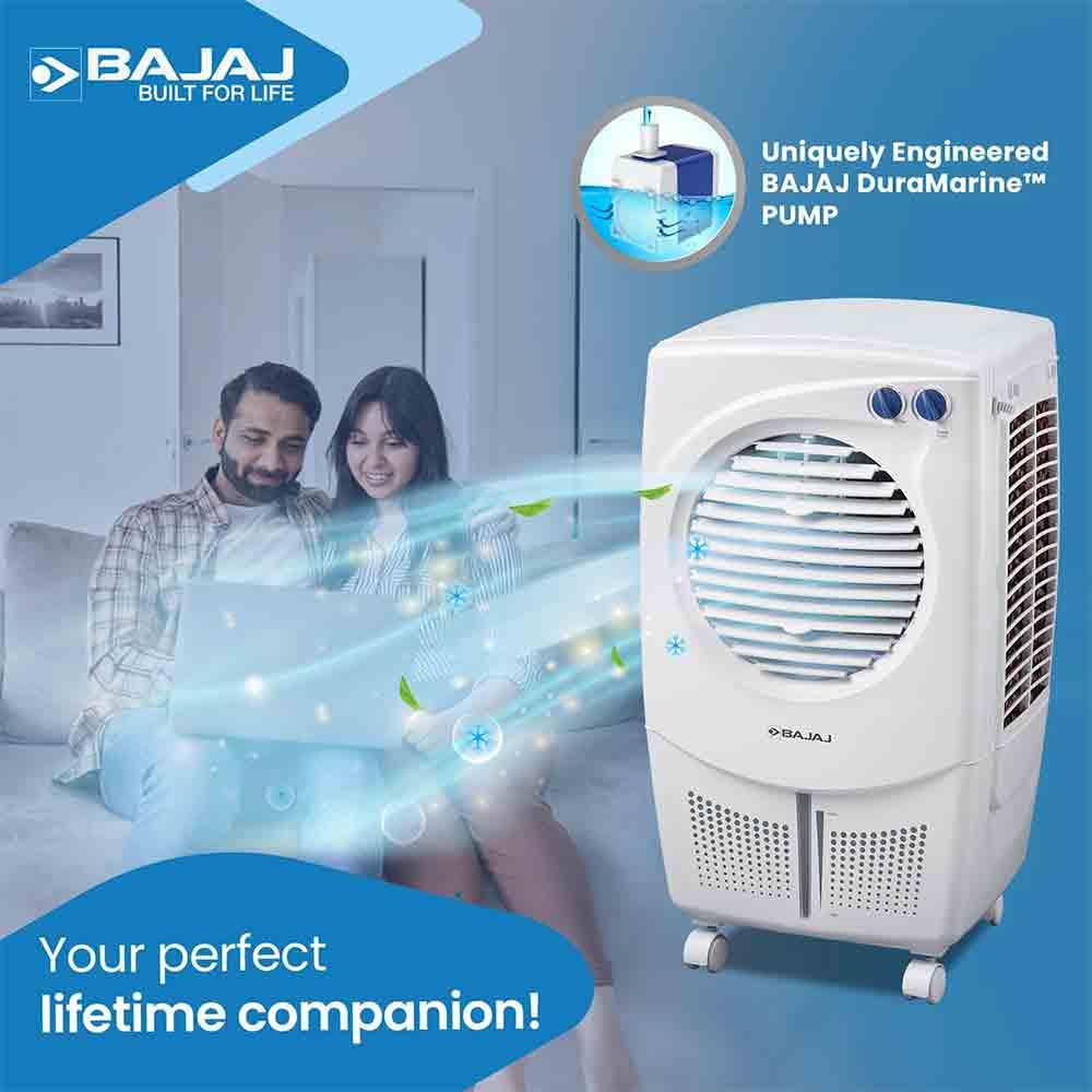 Bajaj 24 Litres Personal Air Cooler with DuraMarine Pump, Anti-Bacterial  Hexacool Master (PMH 25 DLX, White)