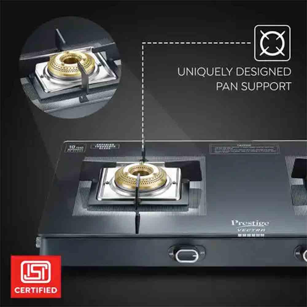 Buy Prestige Vectra 2 Burner Gas Stove – Toughened Glass, Jumbo