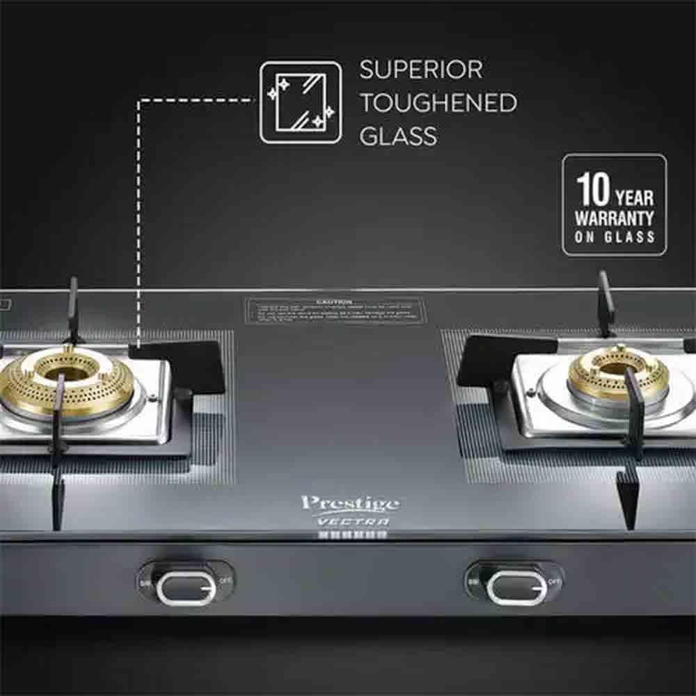 Buy Prestige Vectra 2 Burner Gas Stove – Toughened Glass, Jumbo