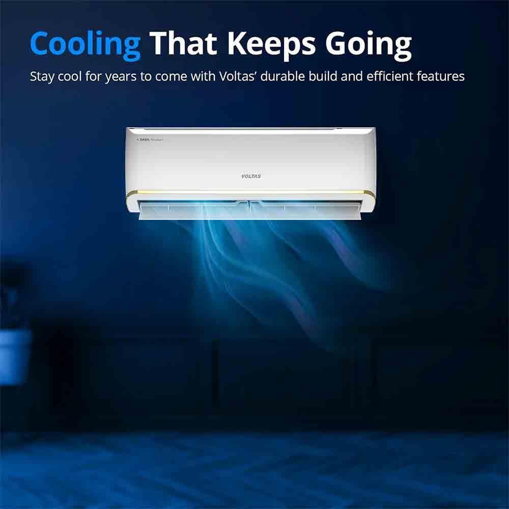 Voltas Ton Star Adjustable Inverter Split AC with Step Adjustable  Mode, U-Bend anti-corrosive coating (183V Zen Gold, White)