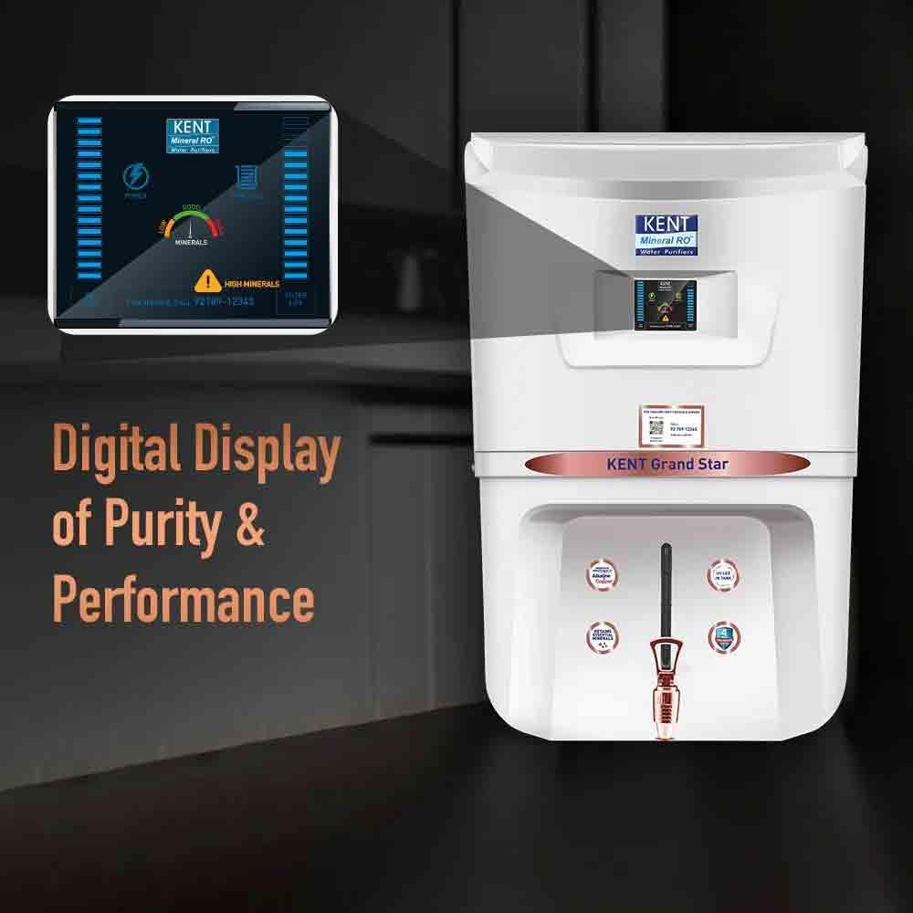 Kent Grand Star Litres RO+ UV+ UF+ Alkaline+ Copper+ TDS Control UV LED  Water Purifier (White)
